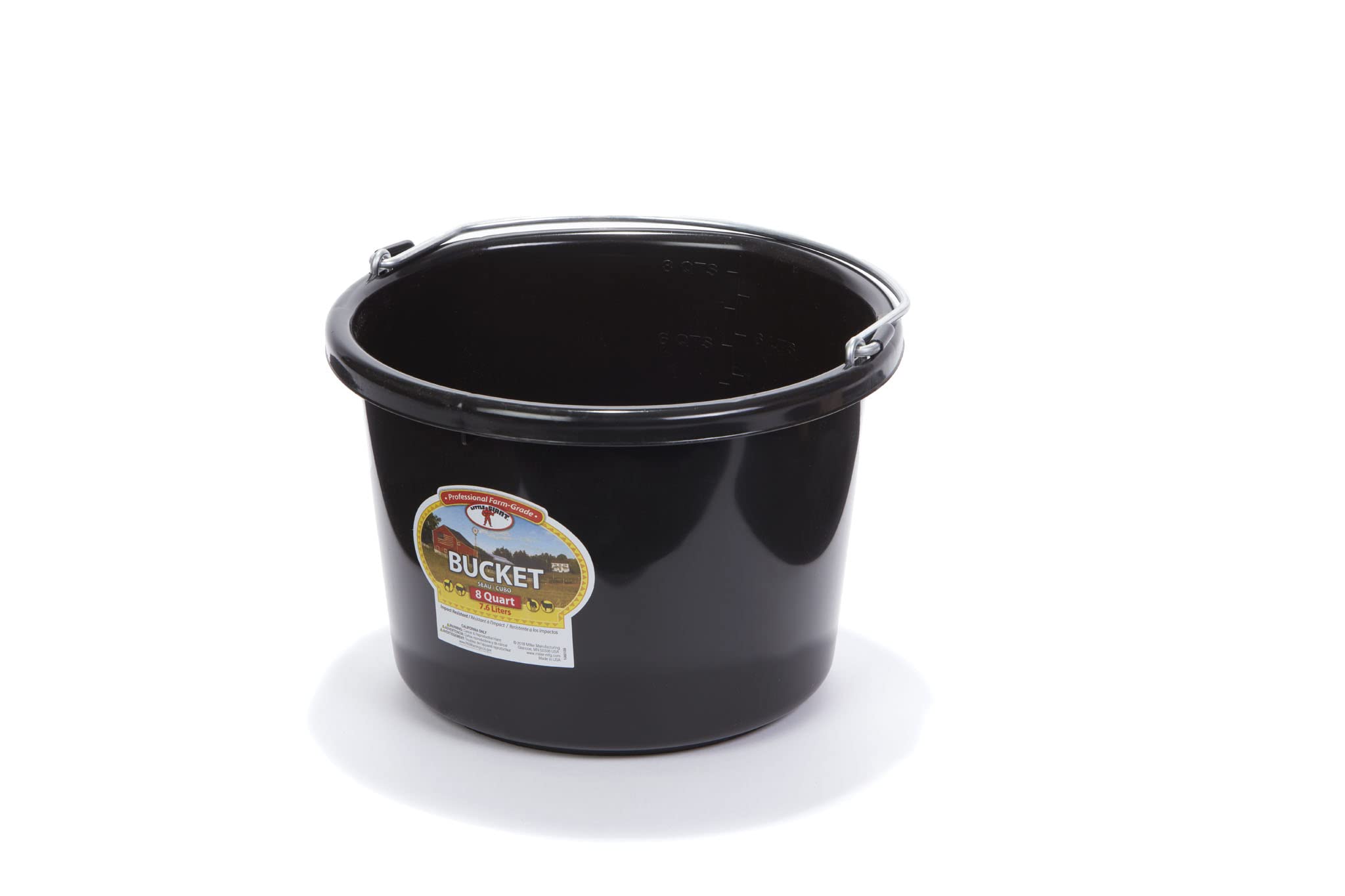 Little Giant P8BLACK6 Seau rond en plastique avec poignée en métal Noir 8 l