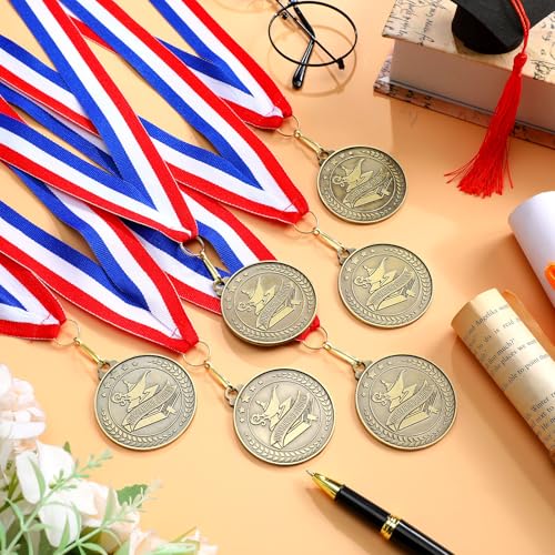 Quelay 30 Pcs 2'' Award Medals Bulk Gold Winner Medals with Neck Ribbons Metal Trophy Award Prize Gift for Tournaments, Competitions, Party, Kids and Adults(Outstanding Student)