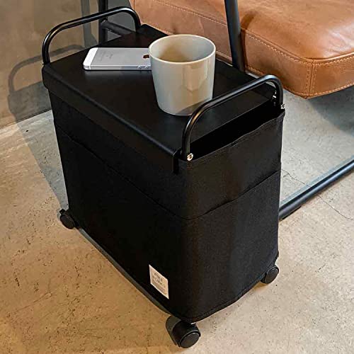 [山善] サイドテーブル キャスター付き (ティッシュケース / A4対応 収納ボックス / サイドポケット5か所) マグネット対応天板 [WIRE WORKS] ブラック Y-WW-SIW-MF-BKのサムネイル