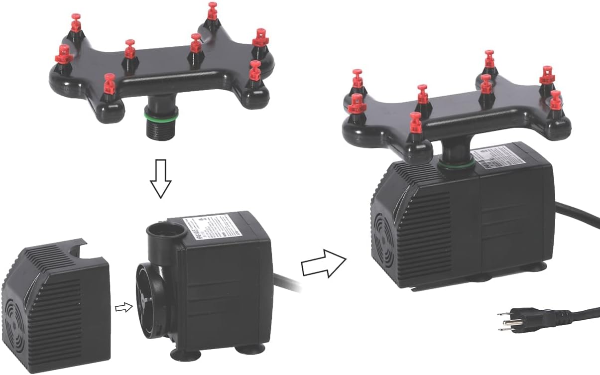 Aeroponic Cloning Manifold Combo with UL Listed Water Pump for DIY Plant cloning