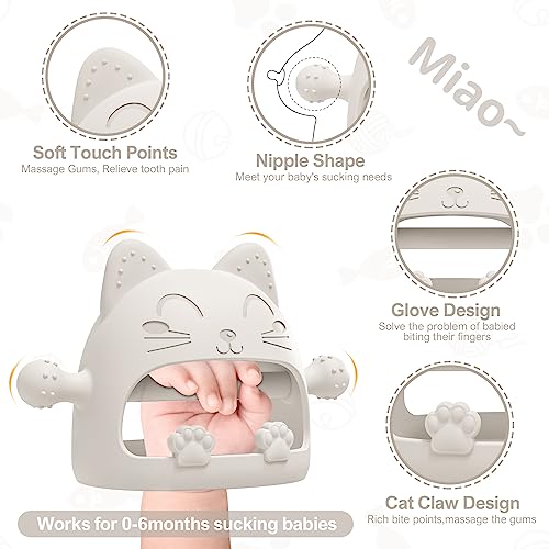 Image of Baby Teething Toys for Babies 0-6 Months-Baby Teether,Anti-Drop Silicone Mitten Teething Toy for Soothing Sore Gums,Teething Pacifier,Baby Toys 6 to 12 Months-Ideal Baby Travel Essentials for Moms (Starlight)