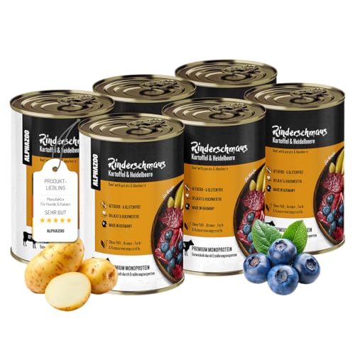 alphazoo Hundefutter nass Rind 6 x 400 g I Premium Nassfutter für Hunde I Getreidefrei & mit hohem Fleischanteil I Rinderschmaus Adult ohne Getreide und Zucker I Ausgewachsene Hunde & Welpen alphazoo Hundefutter nass Rind 6 x 400 g I Premium Nassfutter für Hunde I Getreidefrei & mit hohem Fleischanteil I Rinderschmaus Adult ohne Getreide und Zucker I Ausgewachsene Hunde & Welpen