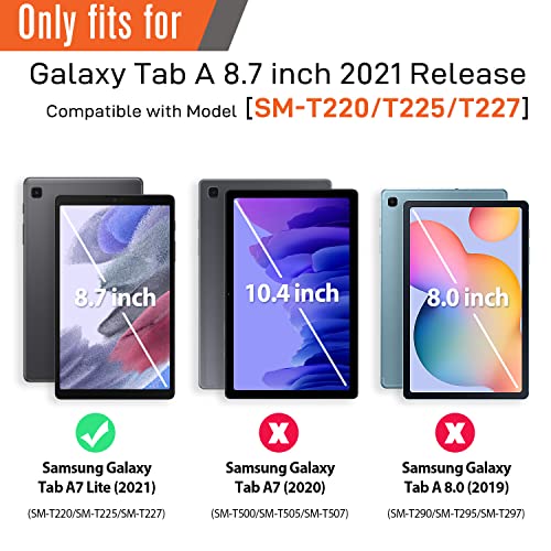 Timecity Samsung Galaxy Tab A7 Lite Case 8.7'' 2021 (Sm-T220/T225/T227), Full-Body Shockproof Protection Case With Screen Protector & 360° Rotating Stand Hand Strap Galaxy Tab A7 Lite Tablet Case- Red #TOP1