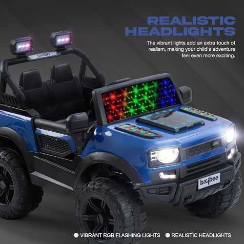 Image of Baybee Rover 4x4 Battery Operated Jeep for Kids, Ride on Toy Kid Car with RGB Windshield Light & Music | Baby Big Battery Cars | Electric Jeep Car for Kids to Drive 2 to 6 Years (Blue)