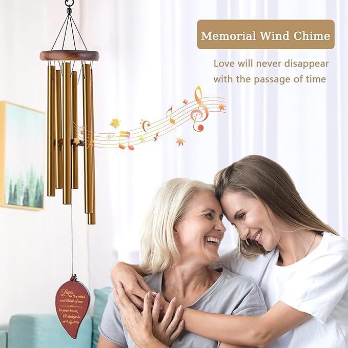 Image of Wind Chimes for Balcony & Home Decor, Metal Tubes Hanging Bells with Melodious Sound, Outdoor Garden Wind Chime, Sympathy Memorial Hanging 6 Pipe Decorative Wind Chime for Positive Energy