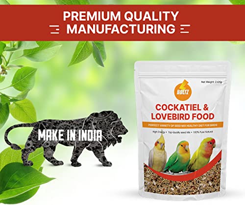 Image of Boltz Adult Bird Food for Cockatiel & Lovebirds Mix Seeds, Canary Seed, Sunflower seed (2.4 KG),Pack of 1
