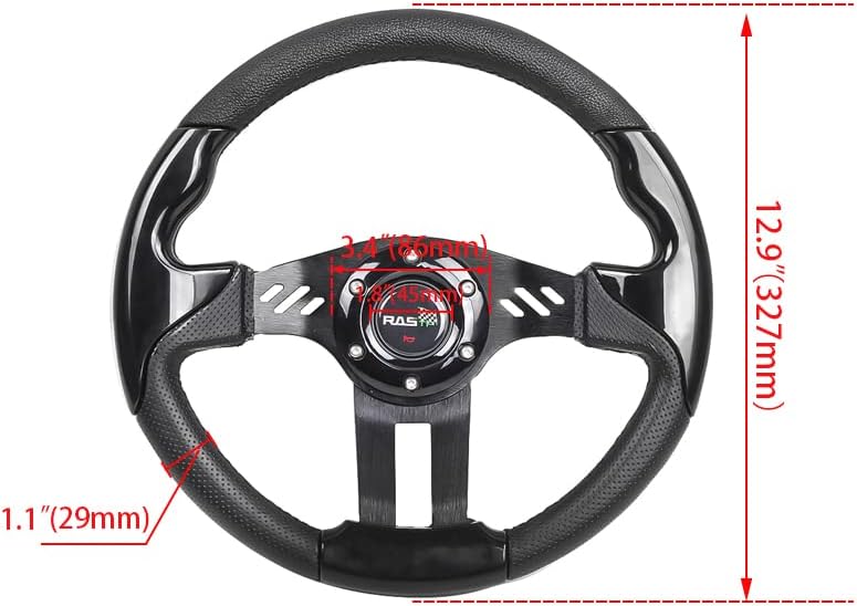 RASTP 13.8 Inch Racing Steering Wheel with Sim Racing Gaming Steering Wheel Adapter Fit for Thrustmaster T500 / T300 / TS-PC,TS-XW (Black-Red)
