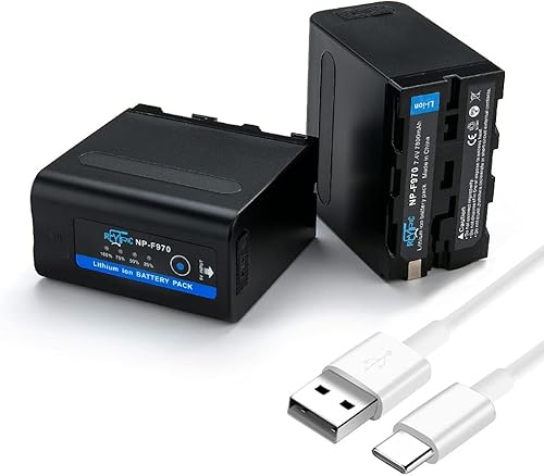 REYTRIC Paquete de 2 baterías NP-F970 para Sony NP-F970 NP-F960 NP-F950 NP-F930 NP-F770 NP-F750 NP-F570 NP-F550 y Sony CCD-SC55, TR516, TR716,
