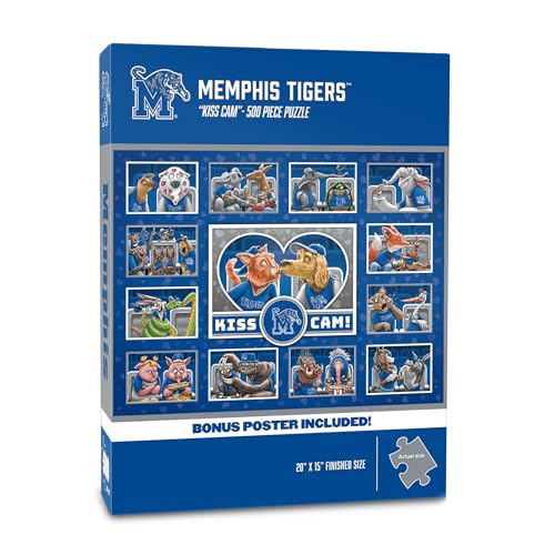 Image of YouTheFan NCAA Memphis Tigers inchKiss Cam inch 500 Puzzle | 500 Pieces, 15 inch X 20 inch Size, Original Artwork, Humorous Illustrations, Officially Licensed, Fun Fan Gift