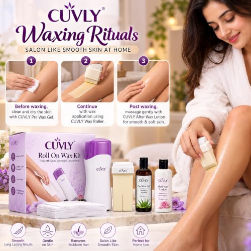 Image of Hair Removal Wax Kit Wax Heater Machine Roll on Hair Removal Wax Kit Wax Heater machine ,Refill Cartridge Strips With Wipes Waxing kit for Women Waxkit (wax Roller Heater Machine Combo)( Pack of 4)