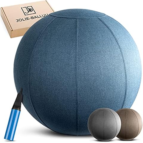 jolie-balluu Sitzball Büro ergonomisch hochwertiger Stoff 65cm inkl. Pumpe Cover