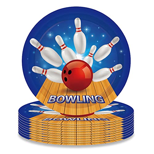 24 Pcs 7" Bowling Party Plates Sport Party Theme Birthday Supplies Decorations Disposable Paper Dessert Round Plates For Wedding Baby Shower Birthday #TOP1