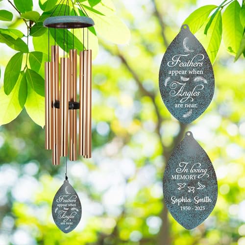 Image of ASTARIN Deep Tone Memorial Wind Chimes Personalized, Sorry for You Loss Bereavement Gifts, Outside Condolence Wind Chime for Loss of Mother Father, 35 inch Three Colors, Produced in Texas