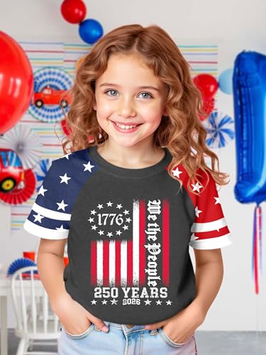 Image of Ithalt Boys Girls USA Shirts Kids 4th of July Shirts American Flag Tshirt Patriotic Top Independence Day Outfit 5-13y
