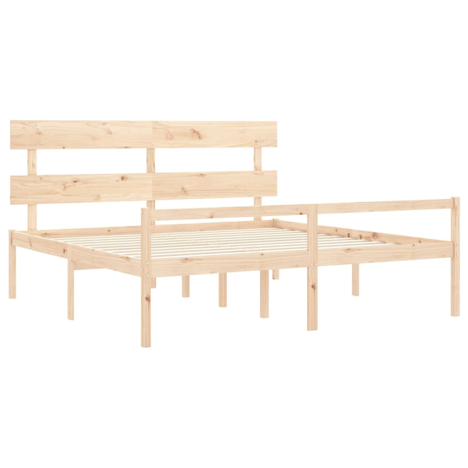 Homgoday Massives Kiefernholzbett 200x200 cm mit Stauraum, Seniorengerecht - 81 cm Höhe Model3195371
