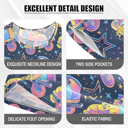 Retro Rollers Skates Summer Cute Pajama Sets, Short Sets for Daily Wears and Sleep Wears4