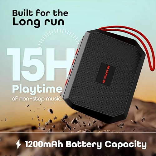 Image of E GATE Atom S24 Bluetooth Wireless Speaker with Phone Stand | 8W | 52mm Driver, Bluetooth 5.2 | TWS Pairing, FM Radio, USB & mSD Card Support | Up to 15 Hours Playtime 411 (Black)