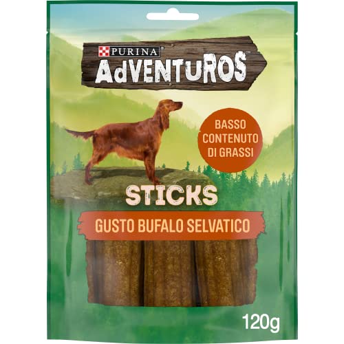 PURINA ADVENTUROS Snack per Cani Adulti Sticks con Bufalo 6 Confezioni da 120g