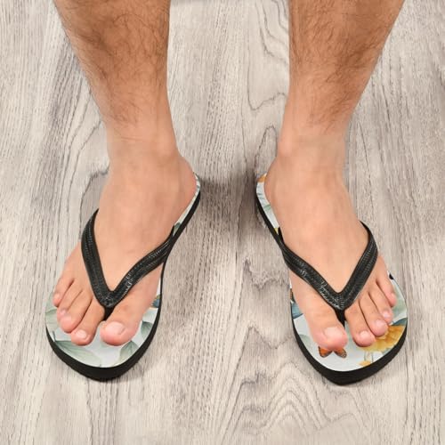 Butterfly Flower Men's & Women's Classical Beach Rubber Sandal Flip Flop Comfortable Slipper 214B27964