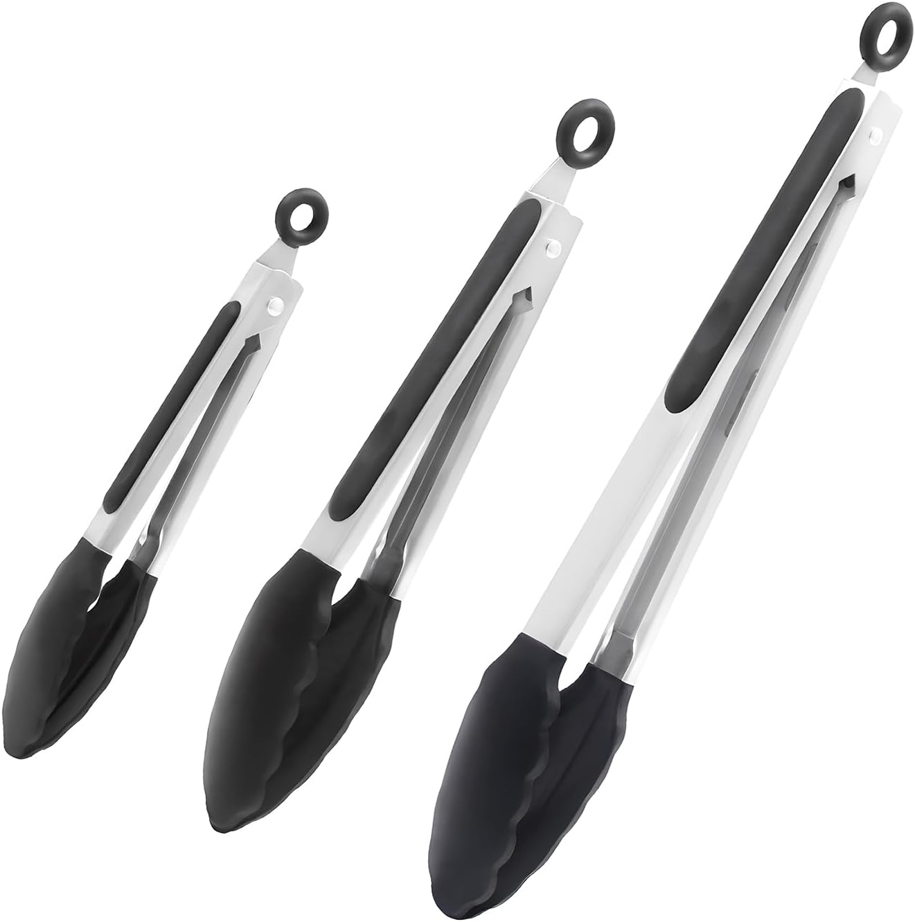 Popco Silicone Tongs for Cooking (3 food tongs x 7/9/12