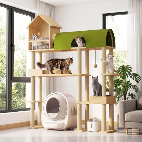 Árbol para gato grande 60 pulgadas en madera sólida miniatura 4