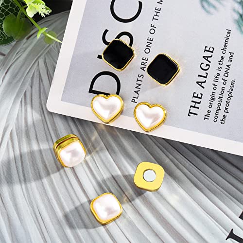 NEWITIN 9 Pairs Magnetic Stud Earrings for Women Clip on Earring Magnet Studs Inlaid Cubic Zirconia Pearl Stud Earring Fashion Non Piercing Magnetic Earrings for Women Men2