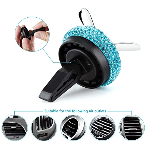 Image of eing Car Air Freshener,Turbo Spinning Car Vent Clip Fragrance Diffuser,Essential Oil Air freshener with Bling Crystal Diamonds,Stylish Propeller Shape Car Decor (1 - Pack Blue)