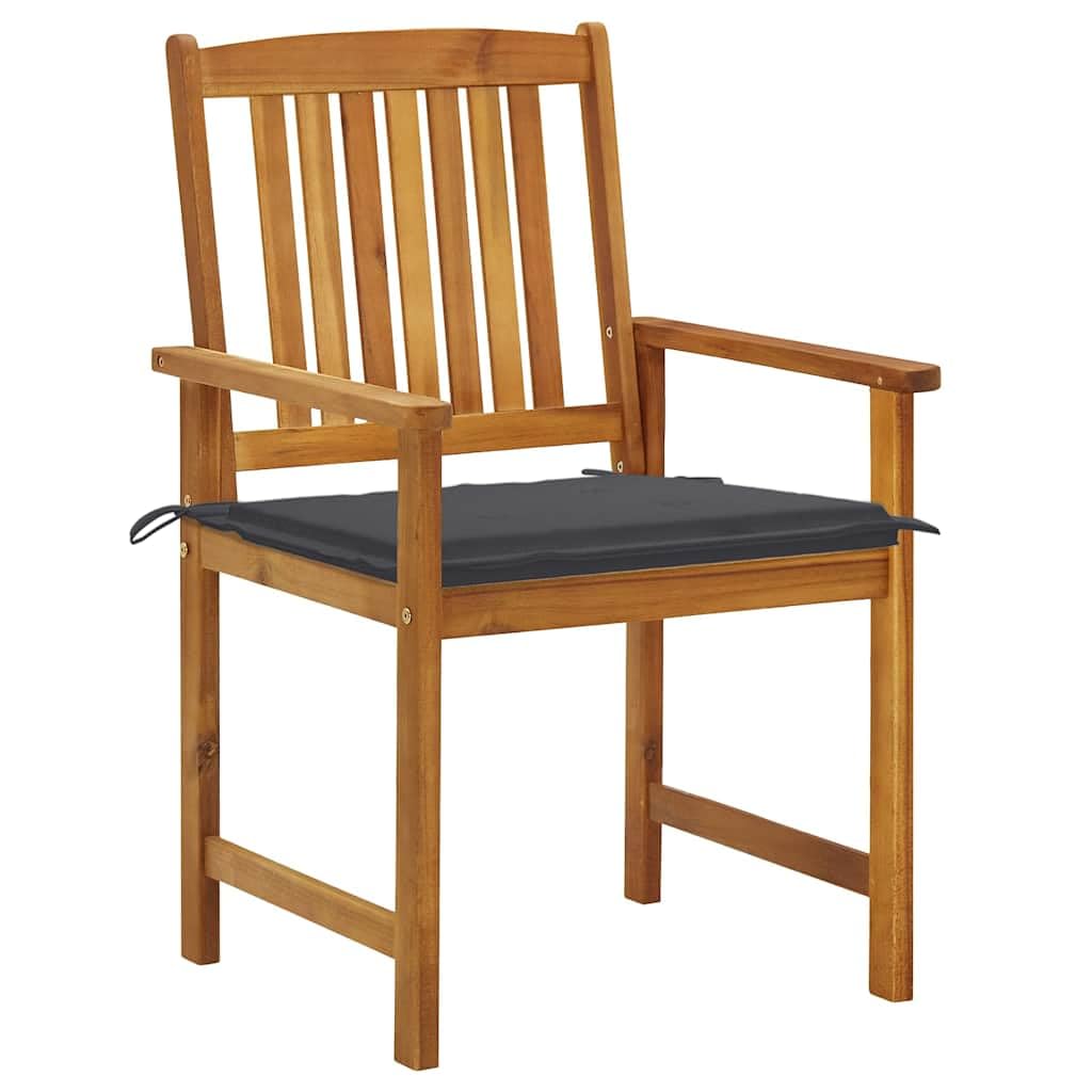 Juego de 6 sillas de jardín de madera maciza de acacia con cojines, aceitadas, estables y duraderas, soporta hasta 110 kg por asiento.