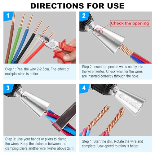 Wire Twister Tool for Drill, 6MM Hex Shank, Stripper & Cable Twister - image 6