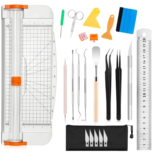 El Mejor Listado de Herramientas para manualidades con papel los 10 mejores. 42 Famomatk - Juego de 23 herramientas de deshierbe para vinilo, herramientas de deshierbe para manualidades con cortador de papel de 12 pulgadas y recortadora para álbumes de...