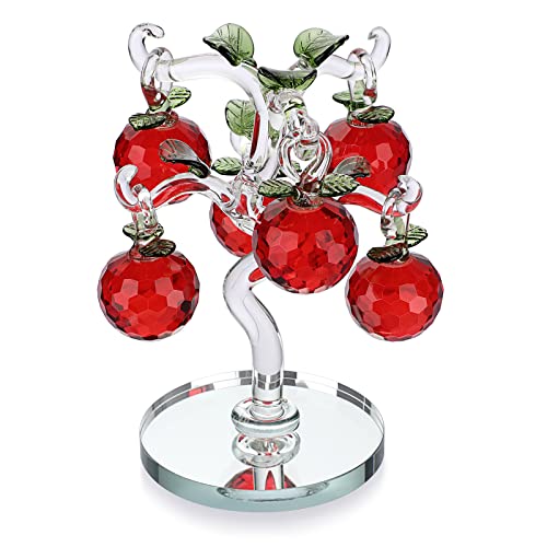 BTSKY Figura de manzano de cristal – Adorno rojo artificial para decoración de...