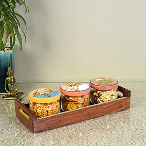Image of AAKRITI ART CREATIONS Pichhwai Leela Snacks Sotrage Jars S03