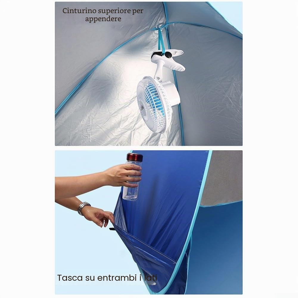 Tenda parasole da spiaggia, facile da montare, portatile, veloce per ombrellone, per spiaggia, campeggio, escursionismo, pesca, eventi sportivi