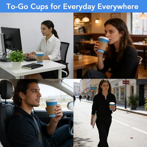 100 Set Blue Disposable Coffee Cups with Lids & Straws - $14.99