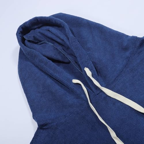 Poncho de playa unisex con capucha albornoz de rizo azul 2