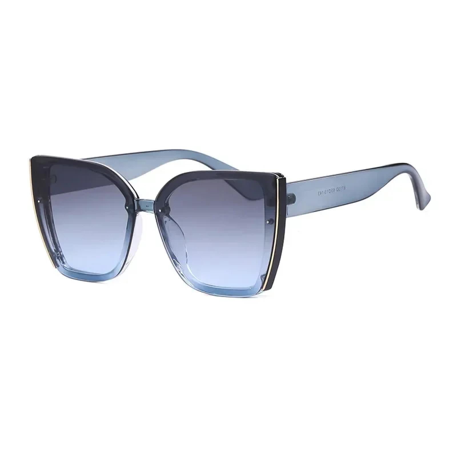 Lunettes de soleil rétro grand format bleu azur aux finitions soignées - 8
