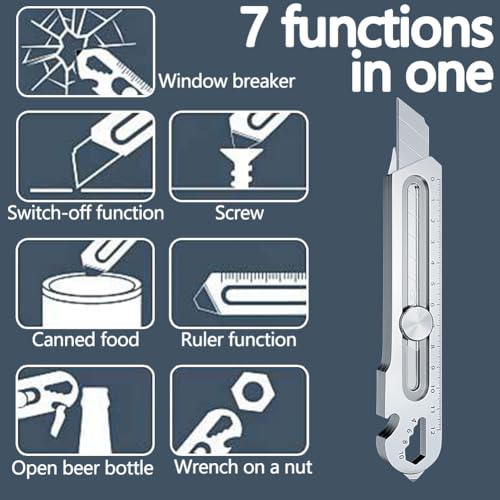 SHUNCHG Schweres Mehrzweck Gebrauchsmesser, 2024 Profi Cuttermesser, Mit 10 Abbrechklinge, Cutter Edelstahl Universalmesser, Multifunktionales Mehrzweck Teppichmesser Druckguss Cutter Messer