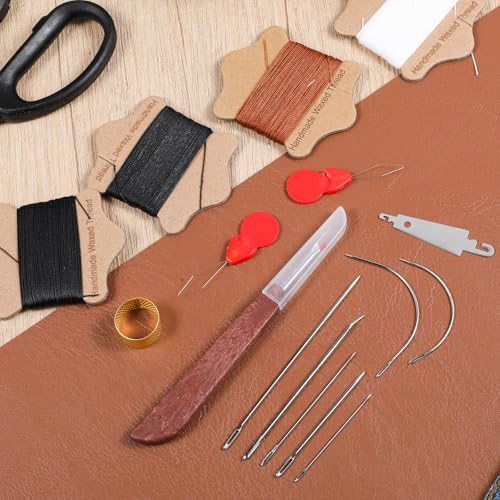 Kit de reparación de tapicería con hilo encerado grueso y agujas miniatura 4