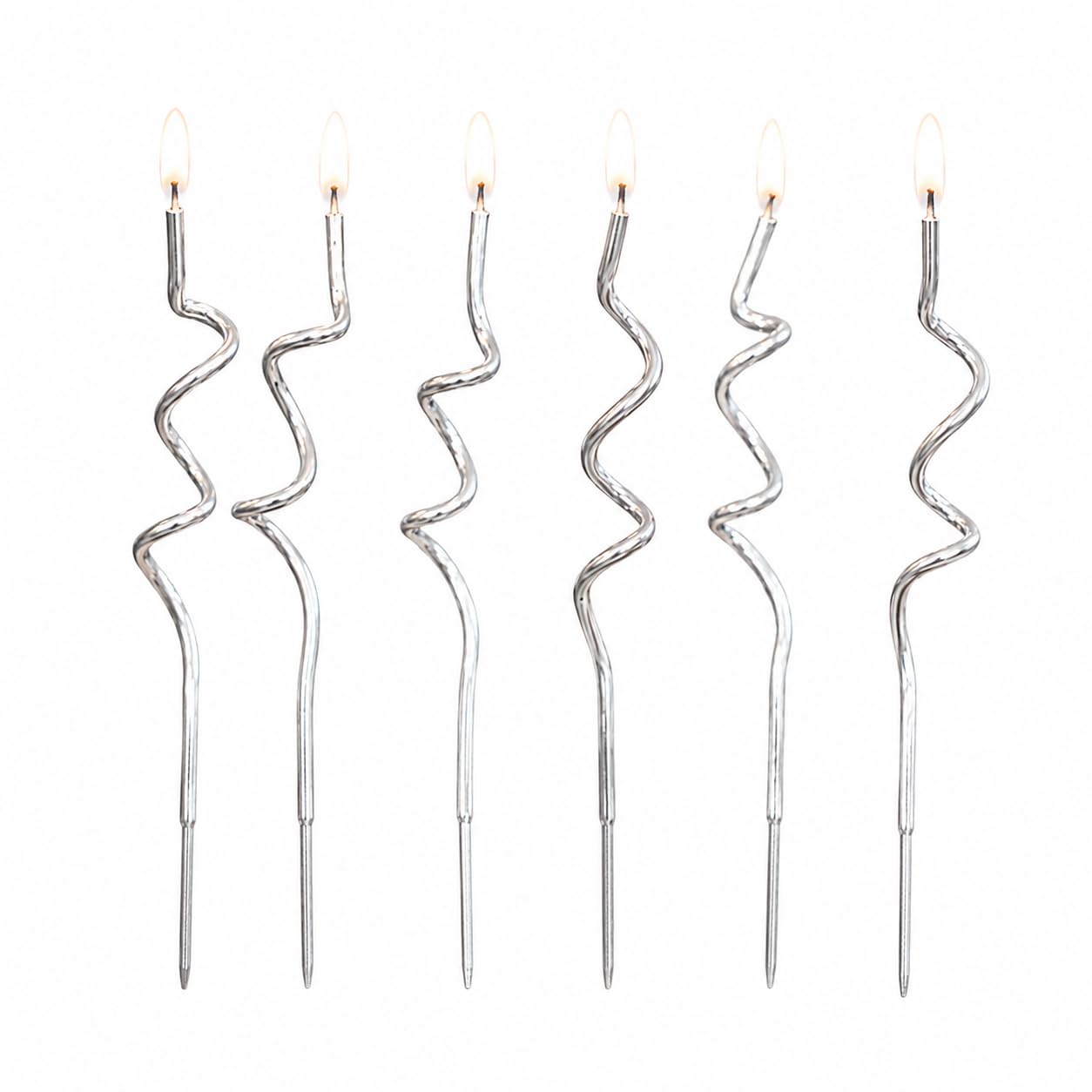 Patisserie Valerie Silver Curly Birthday Candles, Pack of 12