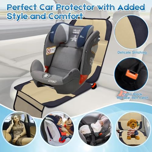 Image of Car Seat Protector for Child Car Seat, 2 Pack Baby Car Seat Covers with Mesh Pockets & Non-Slip Backing 600D Durable Seat Protector