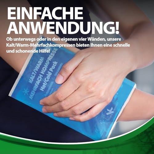 KK Kalt-Warm Kompresse 9 × 16 cm – 10er-Pack Wiederverwendbare Therapie-Kompressen für Kälte- & Wärmeanwendungen bei Prellungen, Verstauchungen, Gelenk- & Zahnschmerzen, Rücken, Schulter