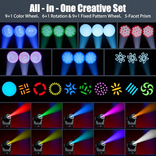 Image of 2-Pack 250W 3-in-1 Beam /Spot /Wash with Zoom Function Stage Lighting 17GOBO 10 Color Rotating Prisms Strobe Frost Effect Controlled by DMX 18CH