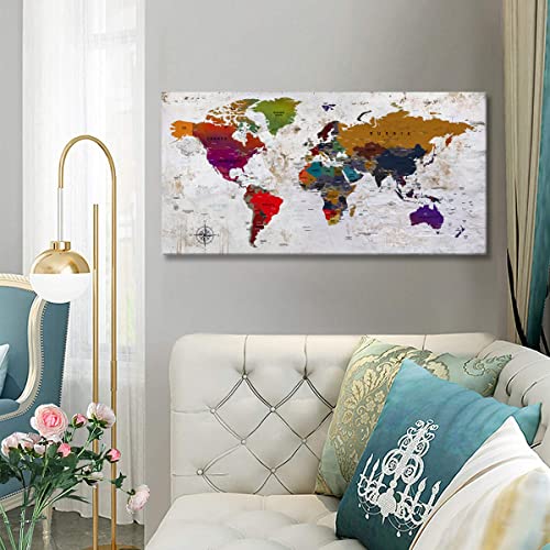 Canvas Wall Art World Map Wall Art For Office Living Room Home Decorations Artwork Canvas Art Wall Decor Map Of The World Wall Decoration Vintage Office Wall Art For Home Bedroom Decoration20"X40" … #TOP7