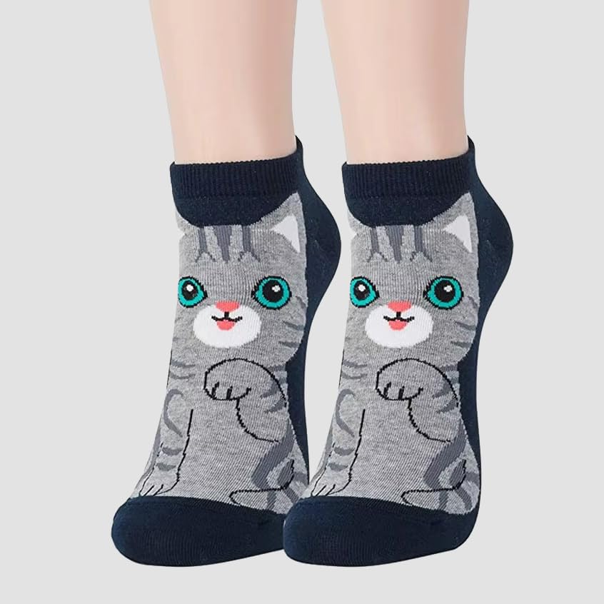Unisex Daily Casual Slipper Socks - Comfortable, Breathable Middle Tube Socks with Kawaii Cartoon Animal Pattern