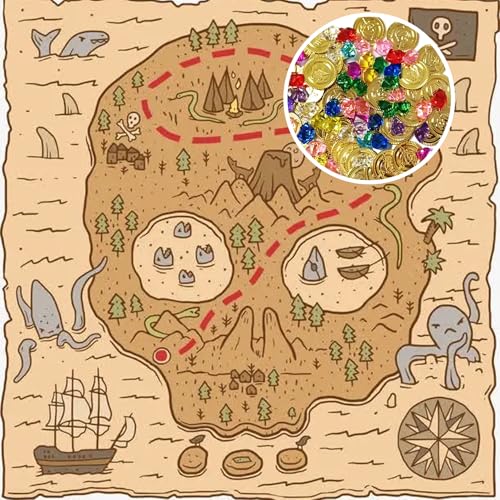 100 Stück Piratenschatz,50 Stück Edelsteine für Kinder,Piraten Deko Kindergeburtstag,50 Stück Goldmünzen,Schatzkiste Schatztruhe Mini Gold,Mitgebsel Goldtaler Pirat,Schatz Schatzsuche Kleine Party
