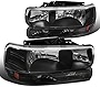 2000-2006 Chevy Suburban Tahoe Crystal Headlights Head Lamps Black 00 01 02 03 04 05 06
