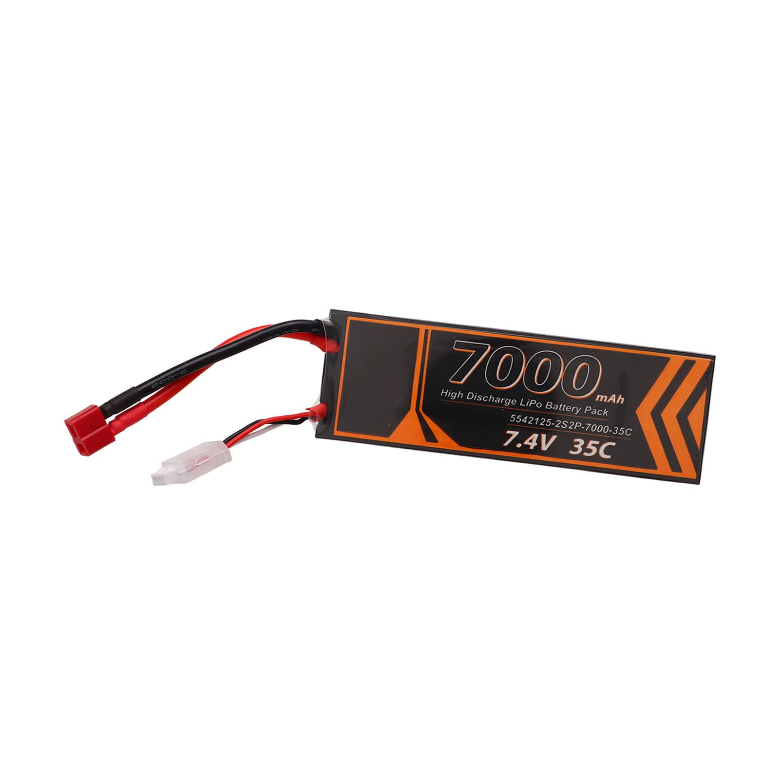 Batería Lipo 7000mAh 7,4V 2S2P 35C para RC Coche Helicóptero Drone Alta Tasa de Descarga Forma T Enchufe Rojo Potencia de Tiempo de Ejecución