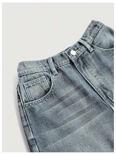 GORGLITTER Girl's Baggy Jeans Elastic High Waisted Denim Pants with Pockets3