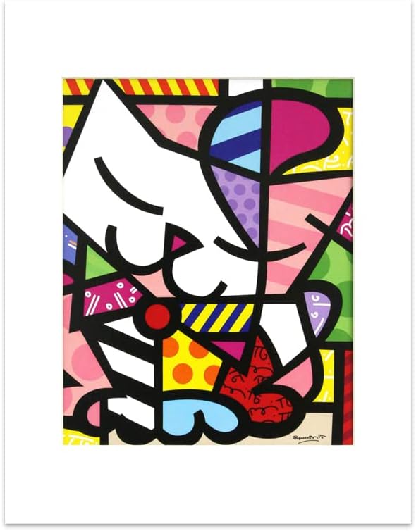 BRITTO Romero - Póster mate 'Cat', tamaño de imagen de 10 x 8 pulgadas, 14 x 11 pulgadas con paspartú, firma digital, sin marco