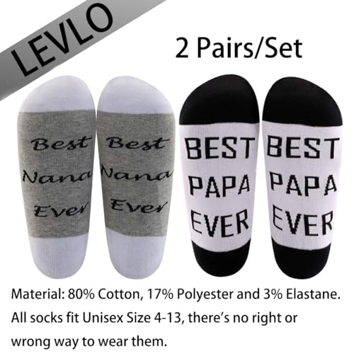 LEVLO New Papa New Nana Gifts Best Papa/Nana Ever Socks Gifts for New Parents To Be Socks2